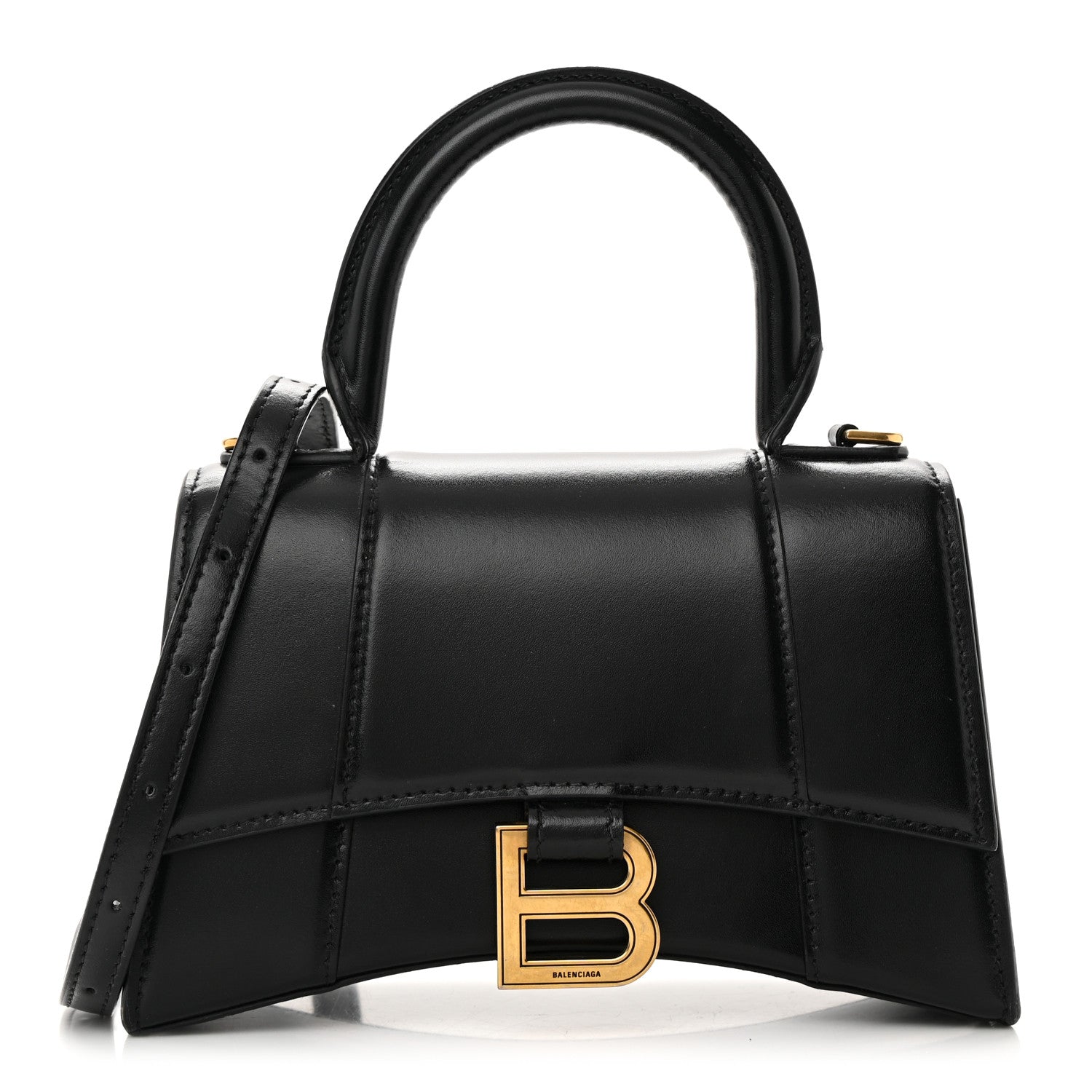 Balenciaga Shiny Box Calfskin Hourglass Top Handle Bag XS Black 1 of 21