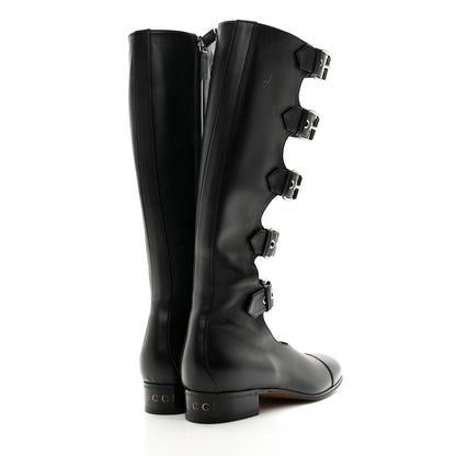 Gucci Calfskin Pin Buckle Knee High Boots 37 Black 4 of 13
