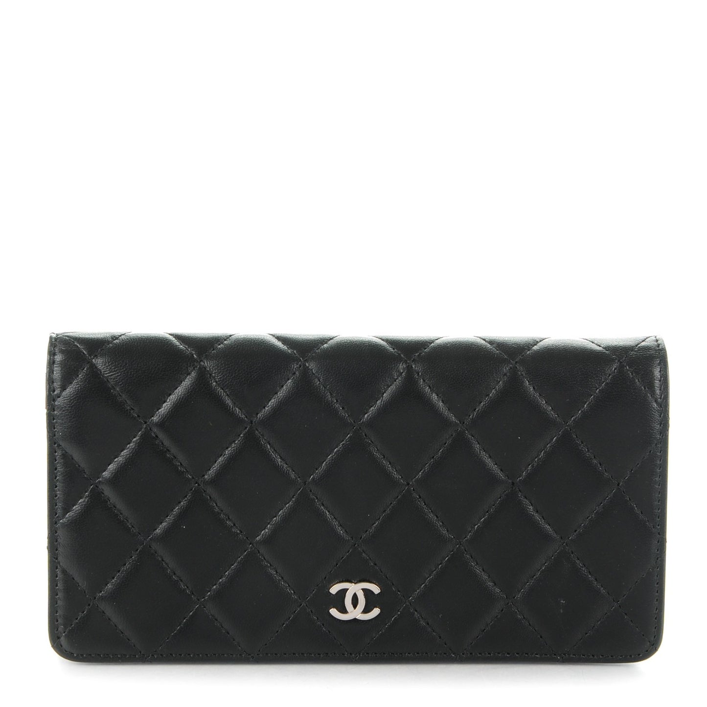 Lambskin Quilted Yen Wallet Black
