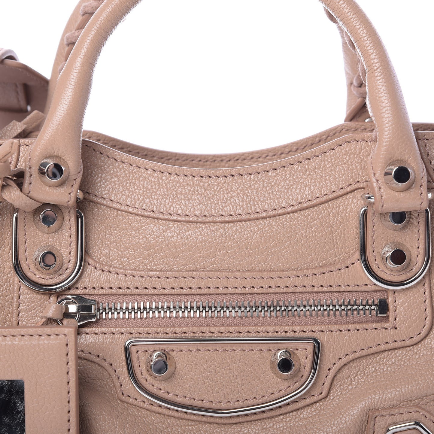 Shiny Goatskin Silver Metallic Edge Hardware Mini City Rose Des Sables