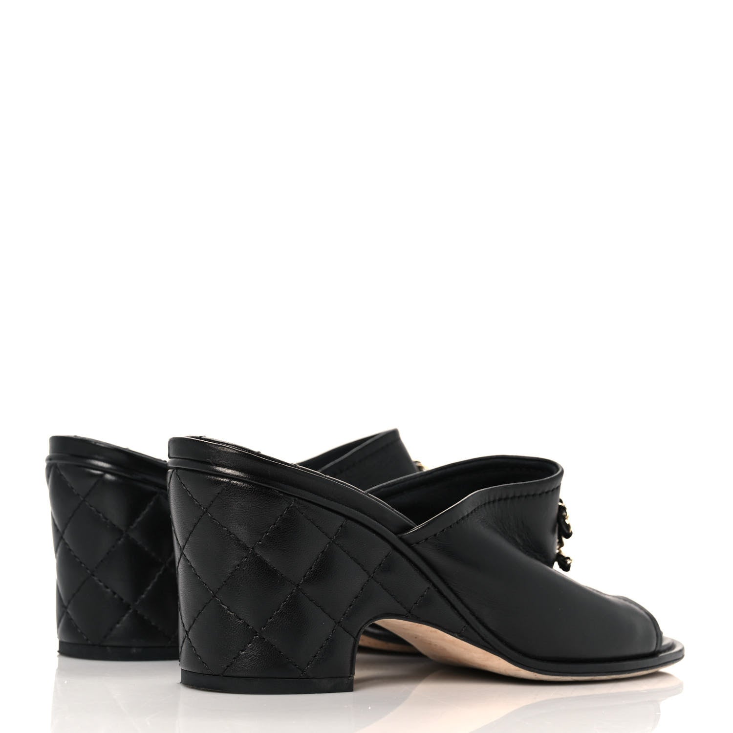 Chanel Lambskin Quilted CC Chain Mules 37 Black 4 of 7