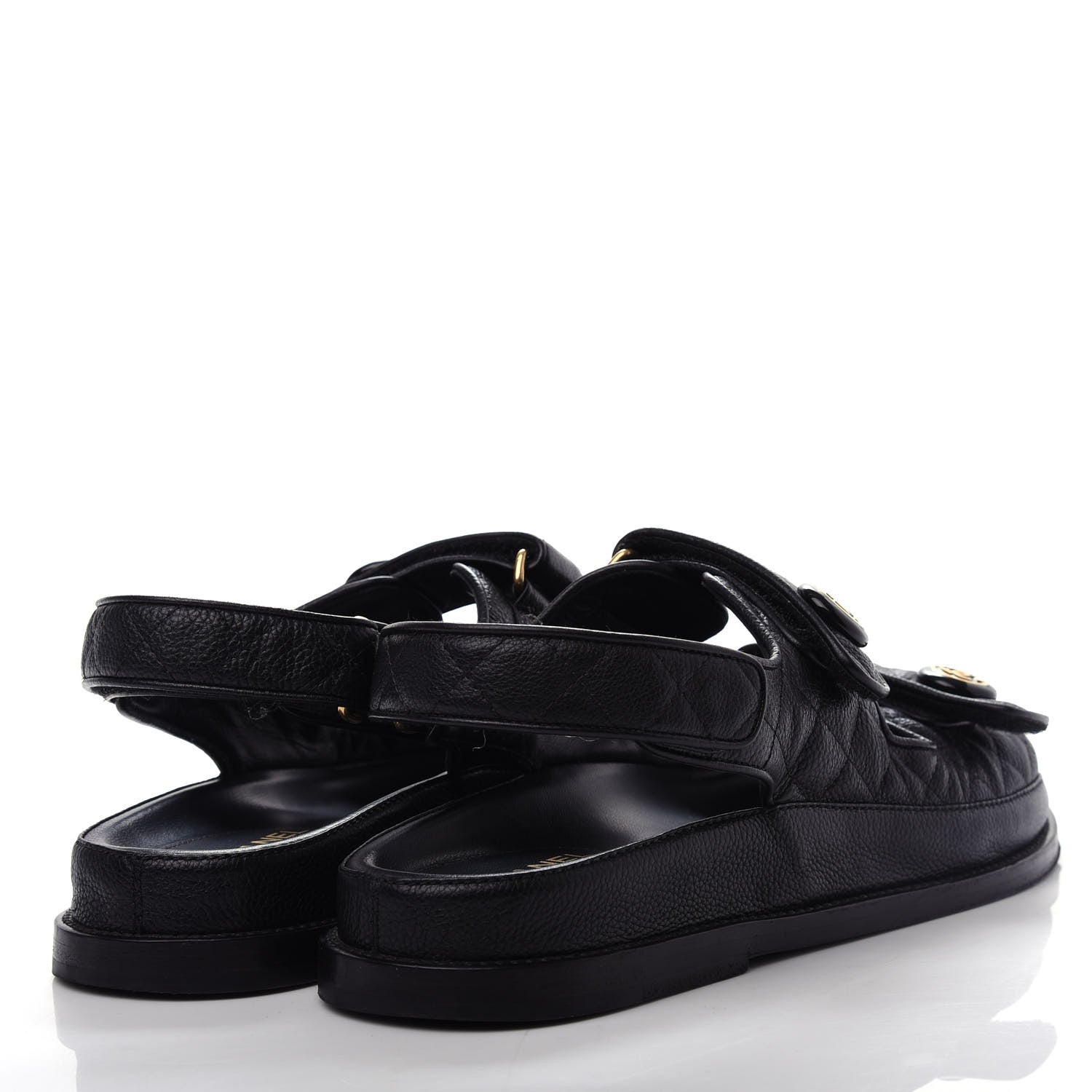 Chanel Grained Calfskin Velcro Dad Sandals 41 Black 4 of 11