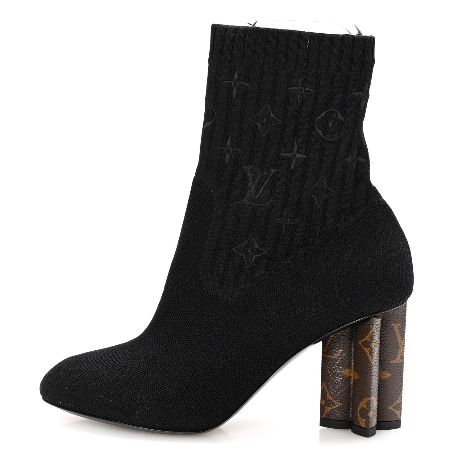 Louis Vuitton Monogram Stretch Fabric Silhouette Ankle Boots 38 Black 1 of 8
