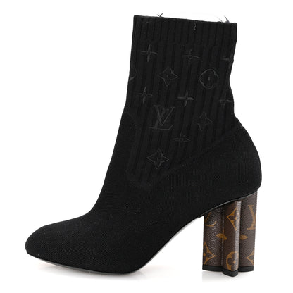 Louis Vuitton Monogram Stretch Fabric Silhouette Ankle Boots 38 Black 1 of 8