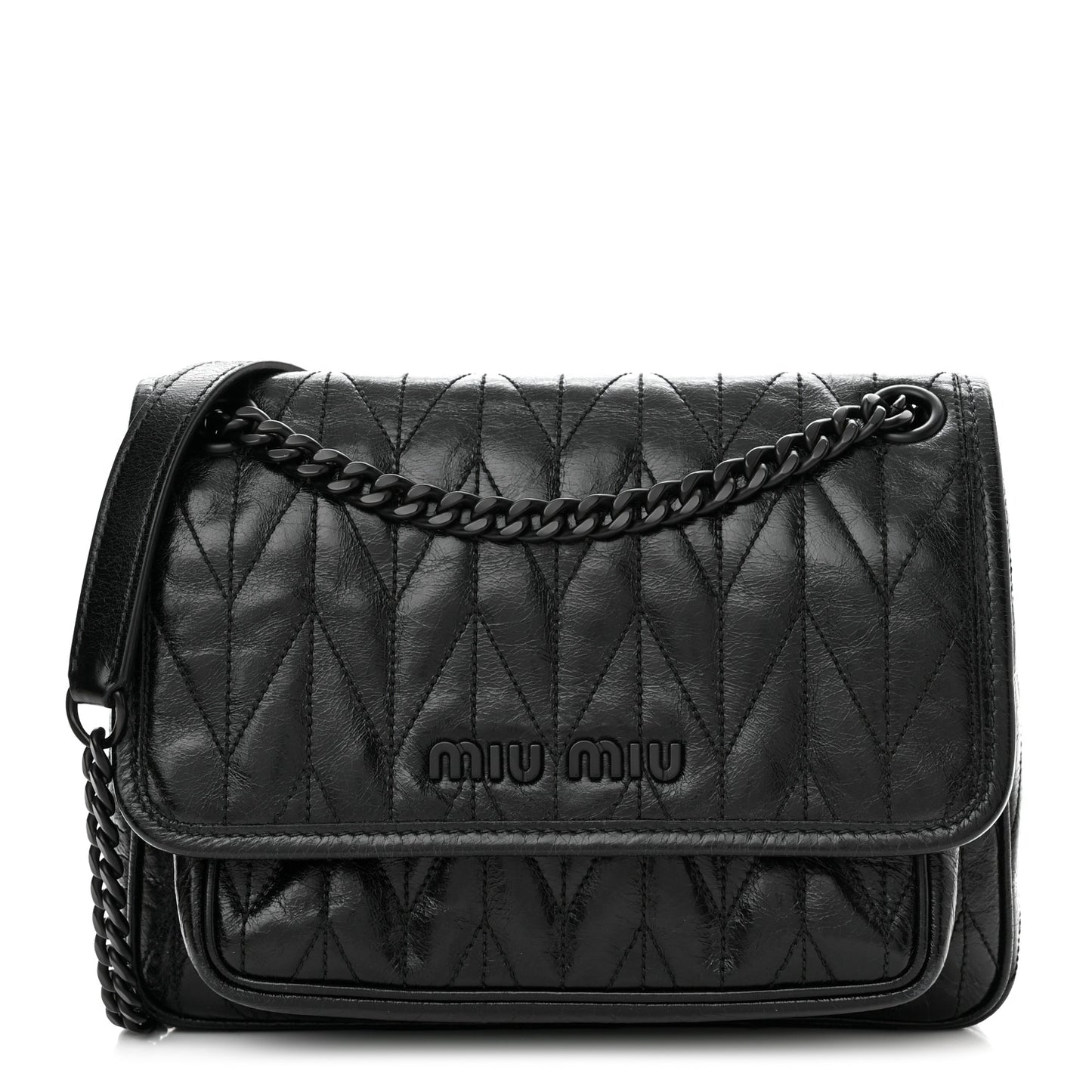 Vitello Shine Trapu Shoulder Bag Black