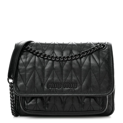 Miu Miu Vitello Shine Trapu Shoulder Bag Black 1 of 9