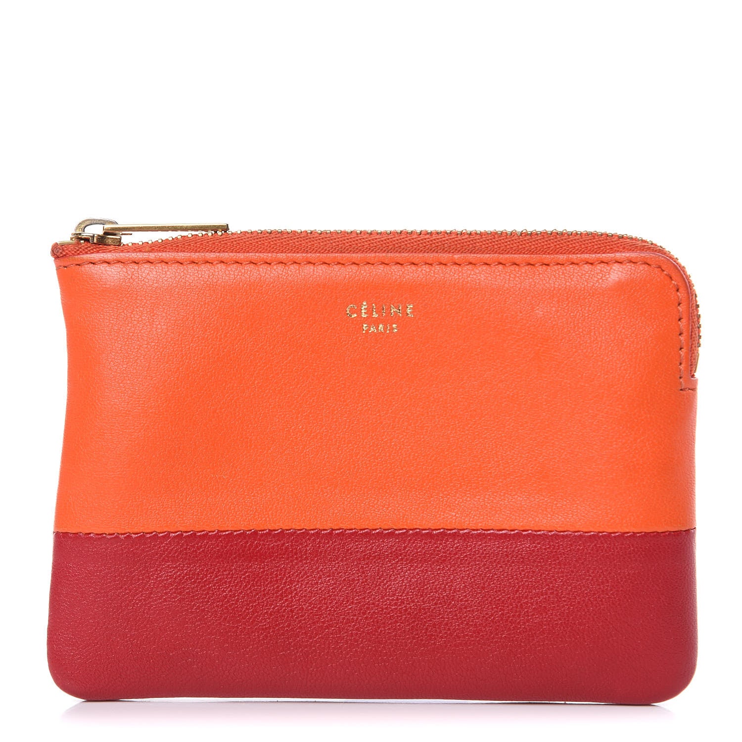 Celine Lambskin Bi-Color Solo Coin Red Orange 1 of 10