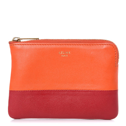 Celine Lambskin Bi-Color Solo Coin Red Orange 1 of 10