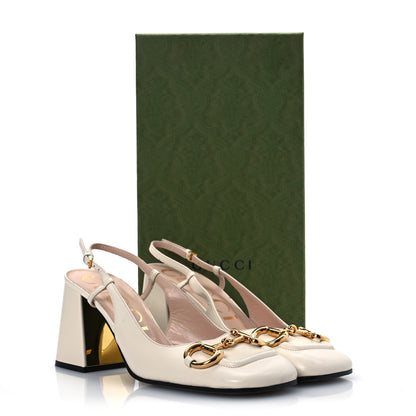 Gucci Malaga Kid Horsebit 75mm Slingback Pumps 39.5 Mystic White 14 of 14