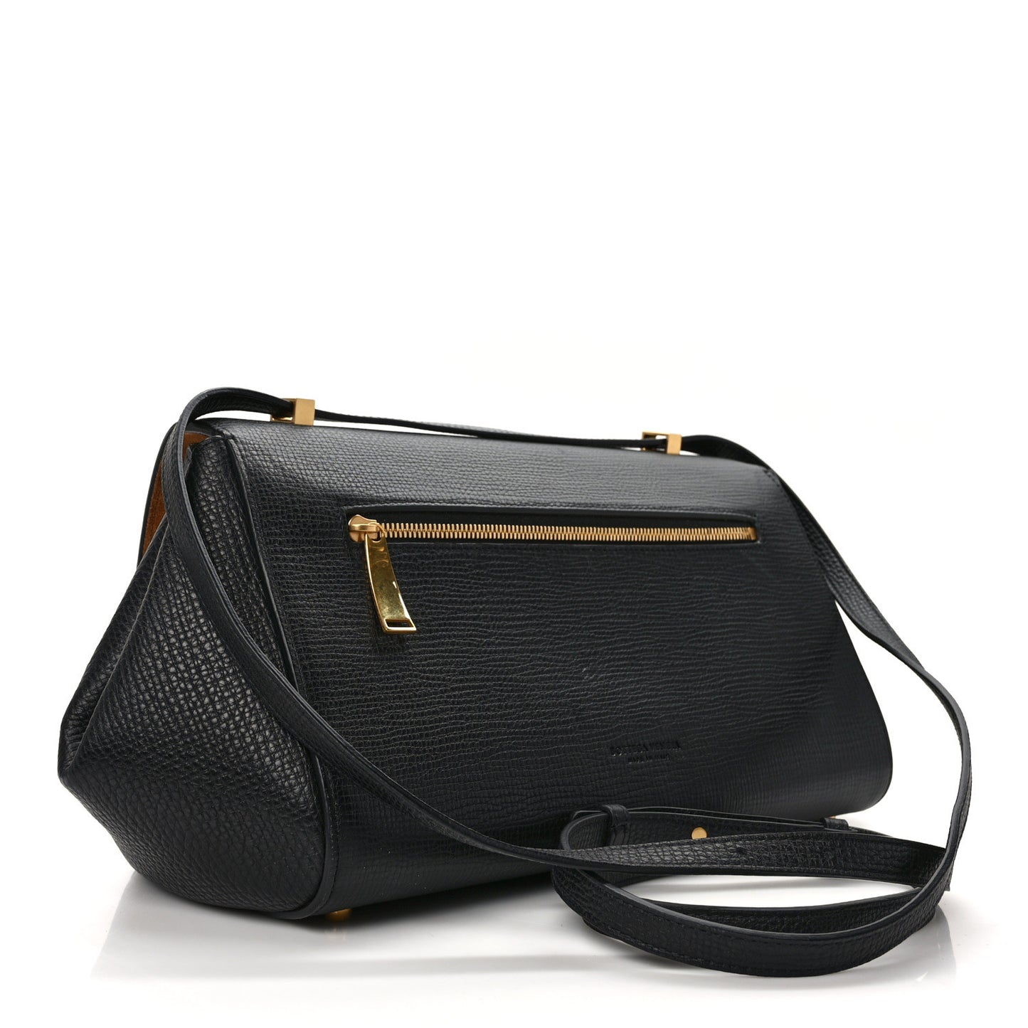 BOTTEGA VENETA Textured Calfskin Small BV Angle Shoulder Bag Black