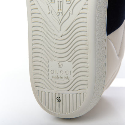 Gucci Calfskin Velvet Womens Bow Ace Sneakers 36 White 7 of 11