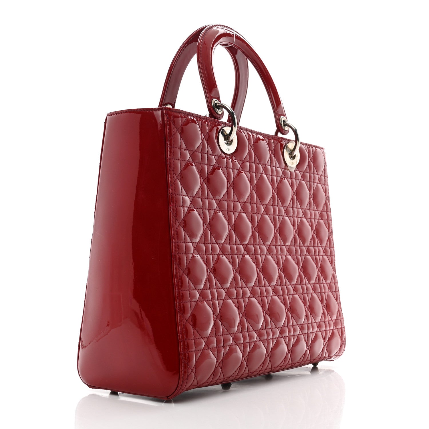 Christian Dior Patent Cannage Large Lady Dior Red 3 of 10