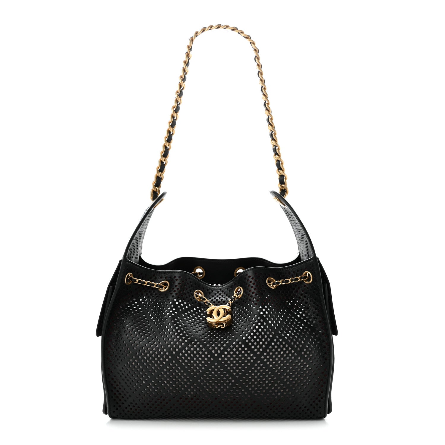 Chanel Perforated Calfskin Small Chanel 25 Handbag Black 1 of 10