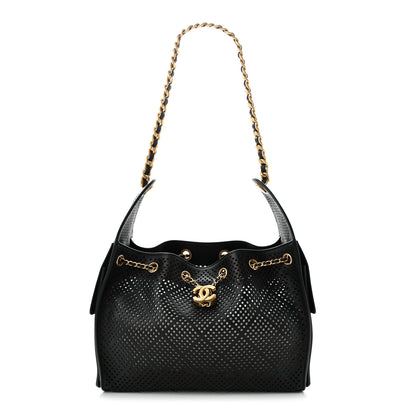 Chanel Perforated Calfskin Small Chanel 25 Handbag Black 1 of 10