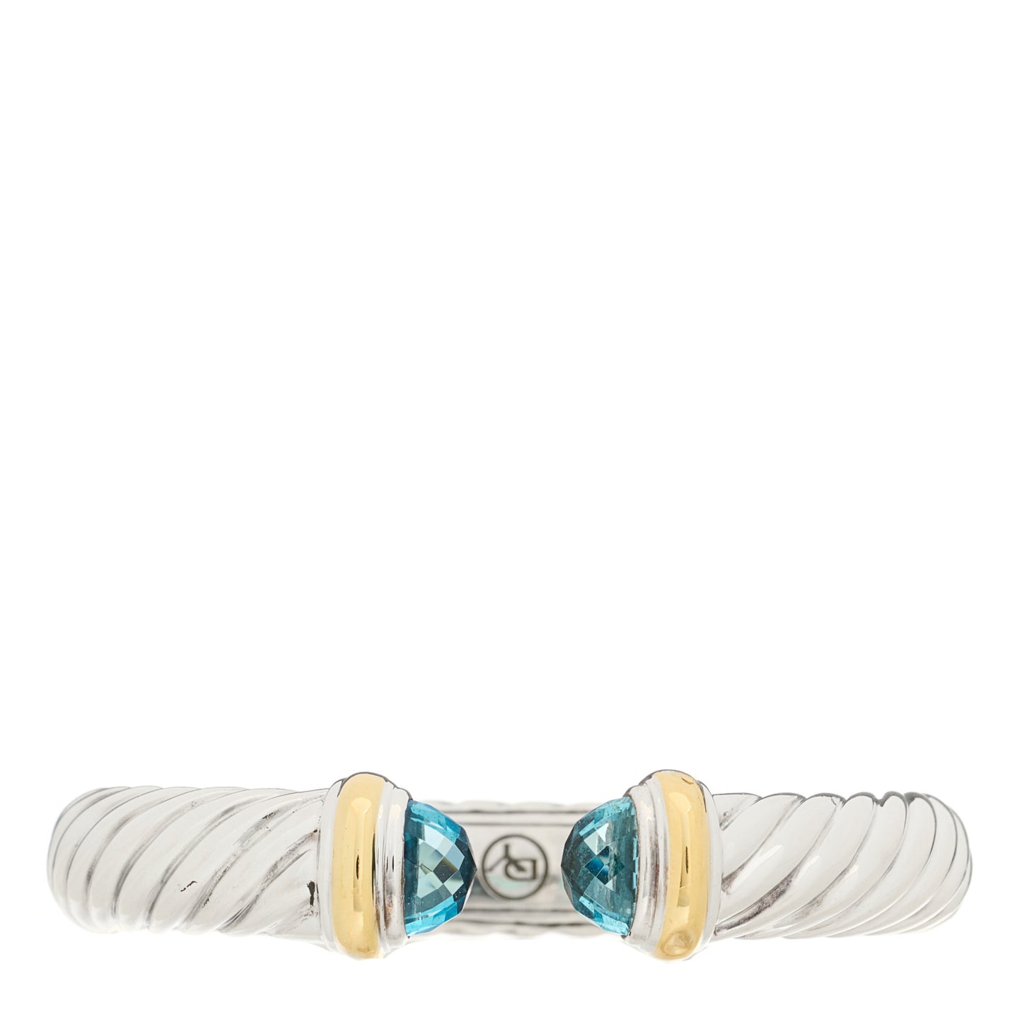 Sterling Silver 18K Yellow Gold Blue Topaz 10mm Waverly Bracelet