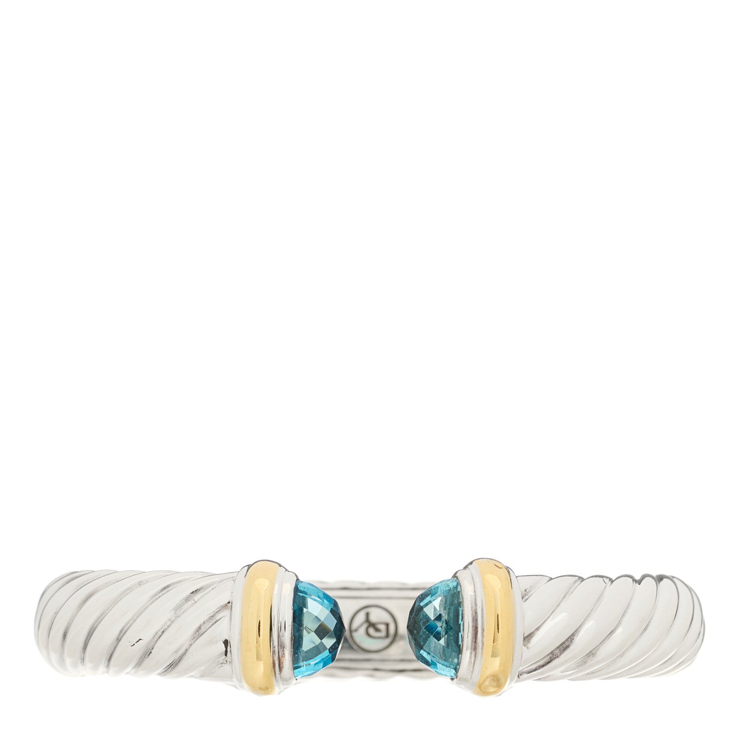 David Yurman Sterling Silver 18K Yellow Gold Blue Topaz 10mm Waverly Bracelet 1 of 3