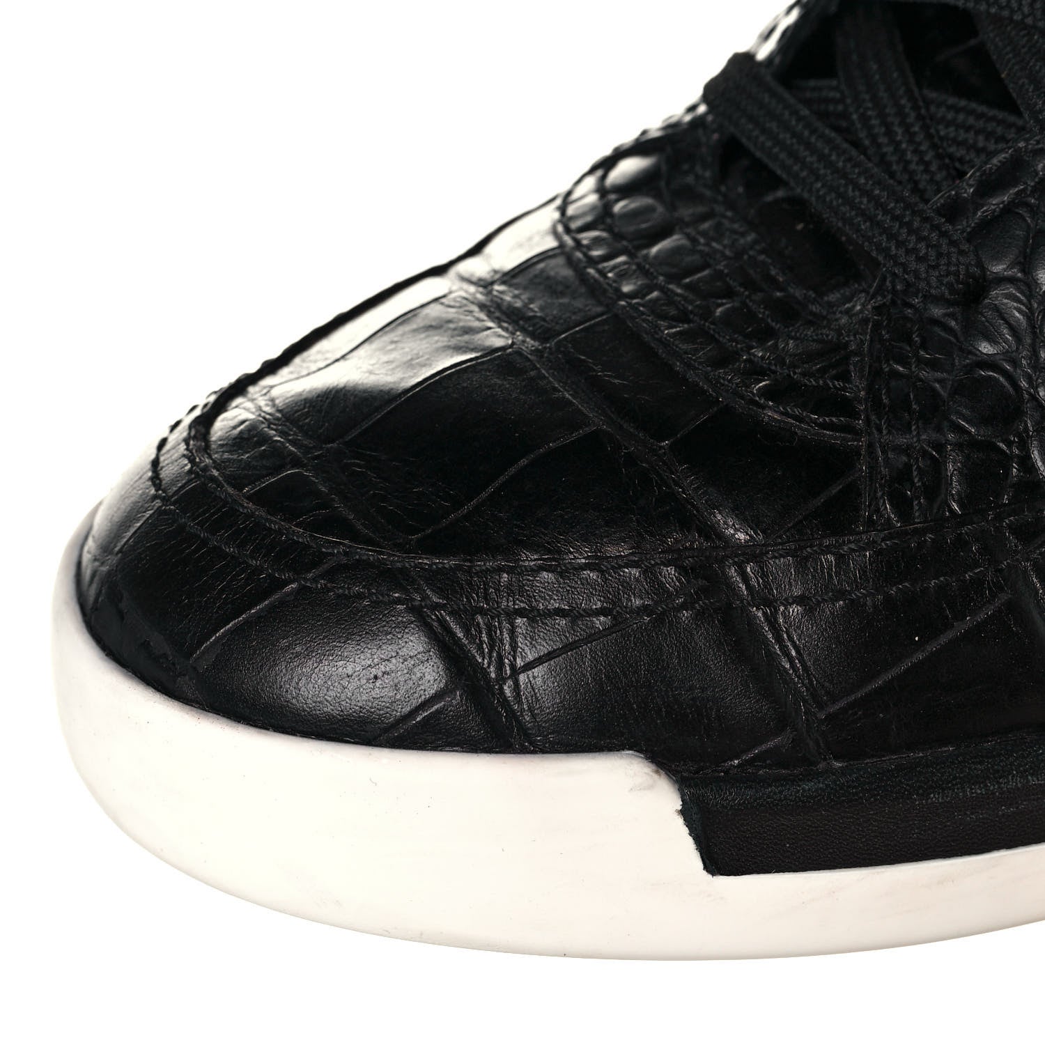Chanel Calfskin Crocodile Embossed Cocodile High Top Sneakers 39 Black 9 of 9