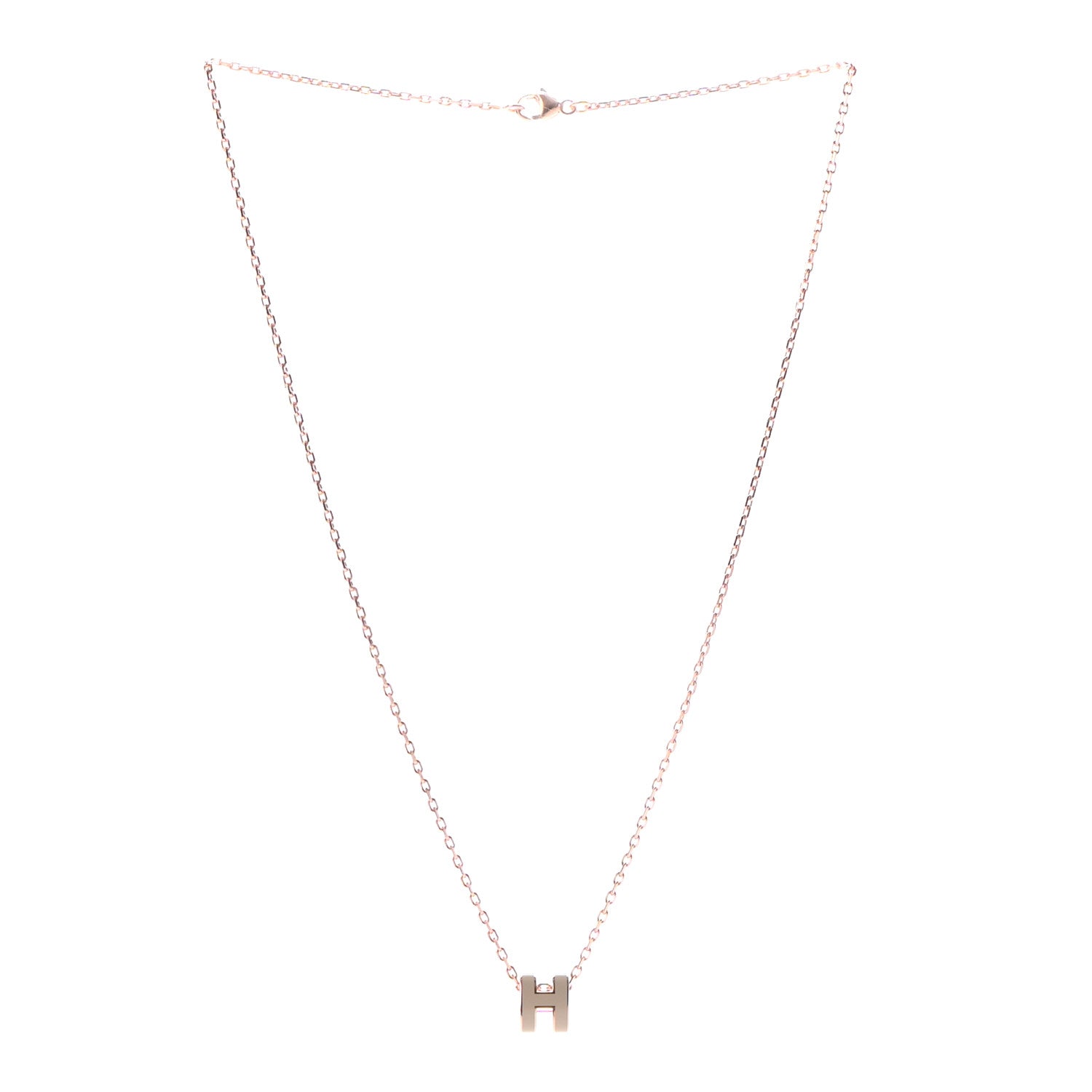 Hermes Lacquered Rose Gold Mini Pop H Pendant Necklace Marron Glace 3 of 6