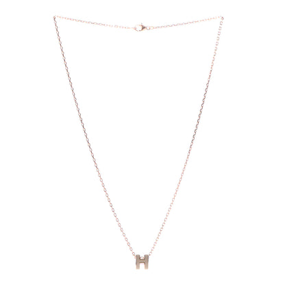 Hermes Lacquered Rose Gold Mini Pop H Pendant Necklace Marron Glace 3 of 6