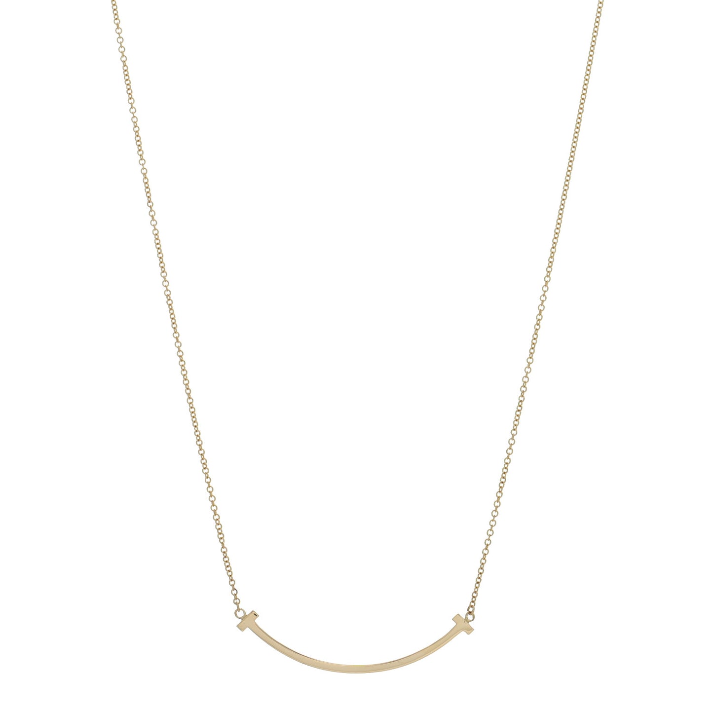 18K Yellow Gold Small T Smile Pendant Necklace