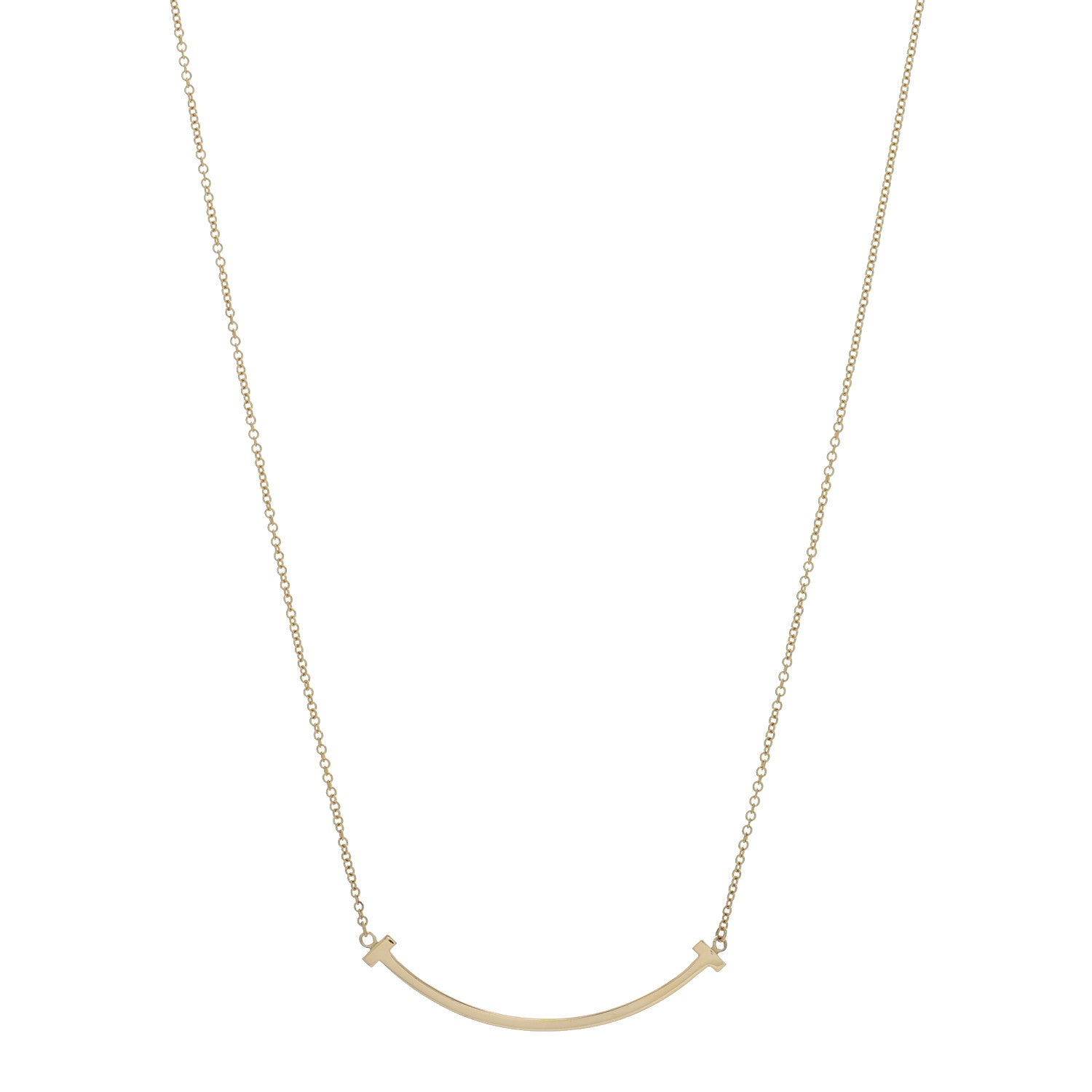 Tiffany 18K Yellow Gold Small T Smile Pendant Necklace 1 of 4