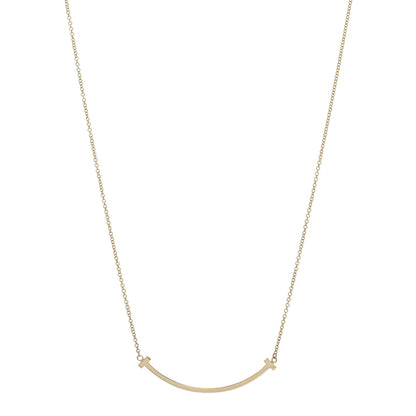 Tiffany 18K Yellow Gold Small T Smile Pendant Necklace 1 of 4