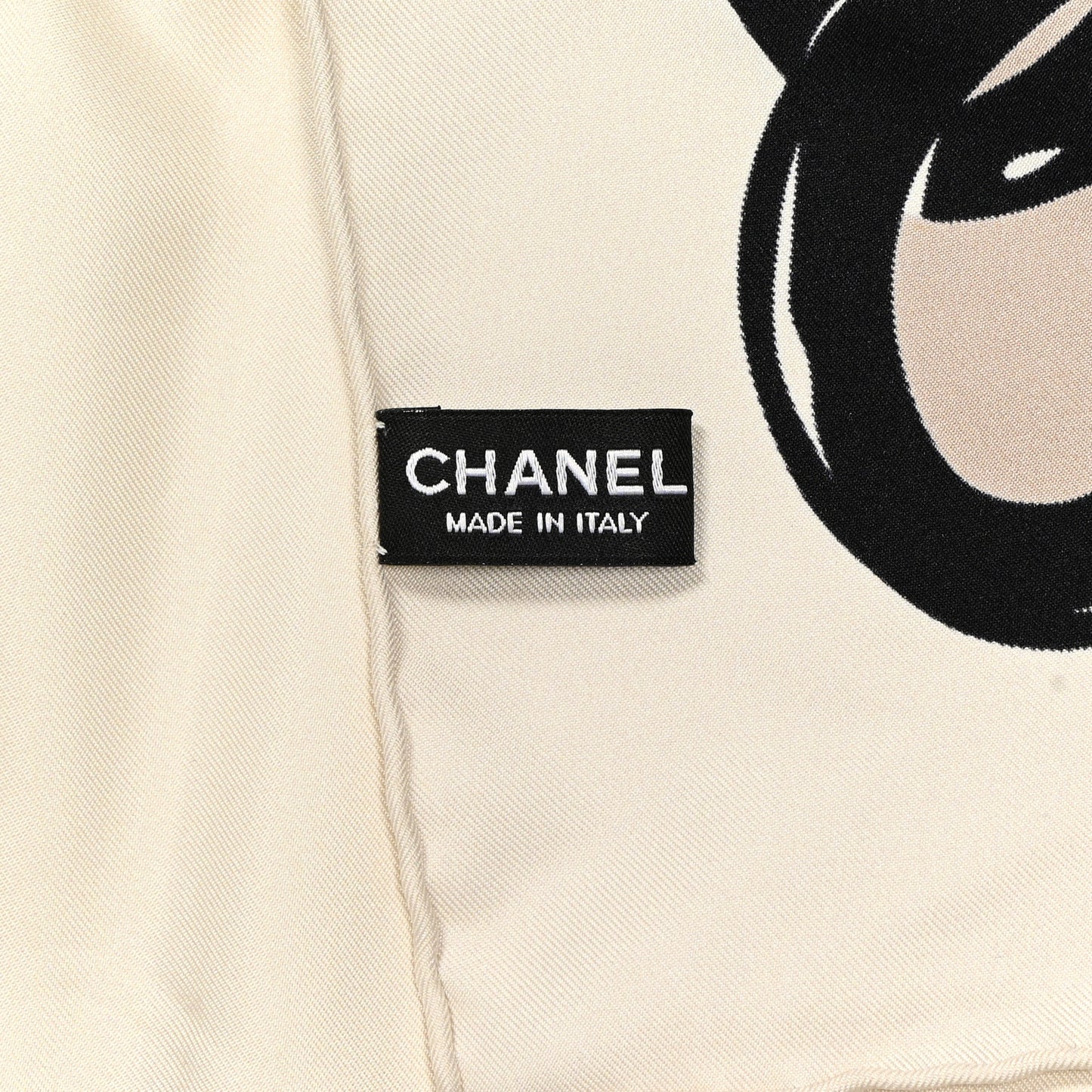 Silk Chain Square Scarf Ecru Beige Black