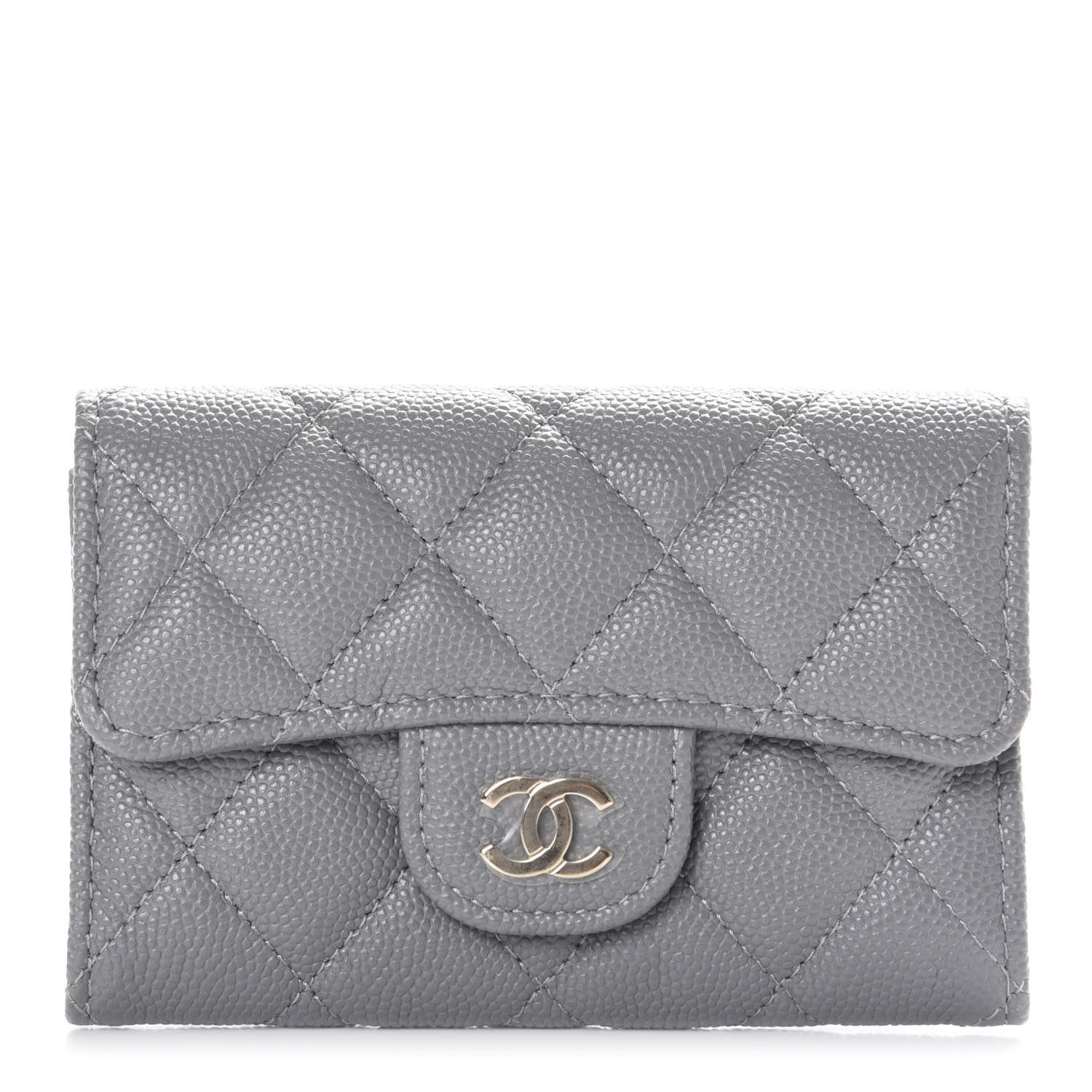 Chanel Caviar Quilted Flap Card Holder Wallet Dark Grey 1 of 10