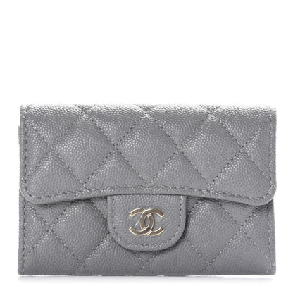 Chanel Caviar Quilted Flap Card Holder Wallet Dark Grey 1 of 10