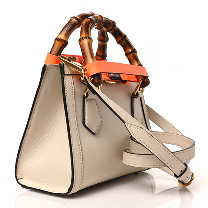 Gucci Wonka Grain Calfskin Mini Diana Tote Bag Mystic White Orange Fluo 3 of 9