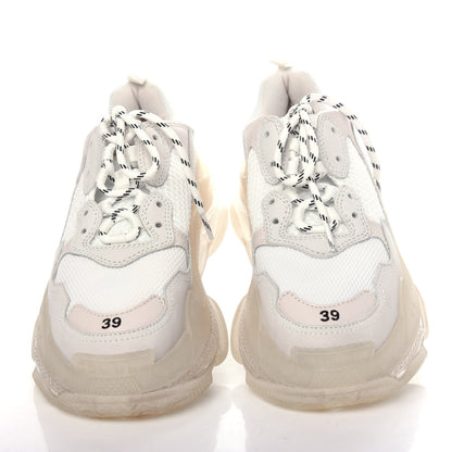 Balenciaga Fabric Mesh Clear Sole Womens Triple S Sneakers 39 White 5 of 10