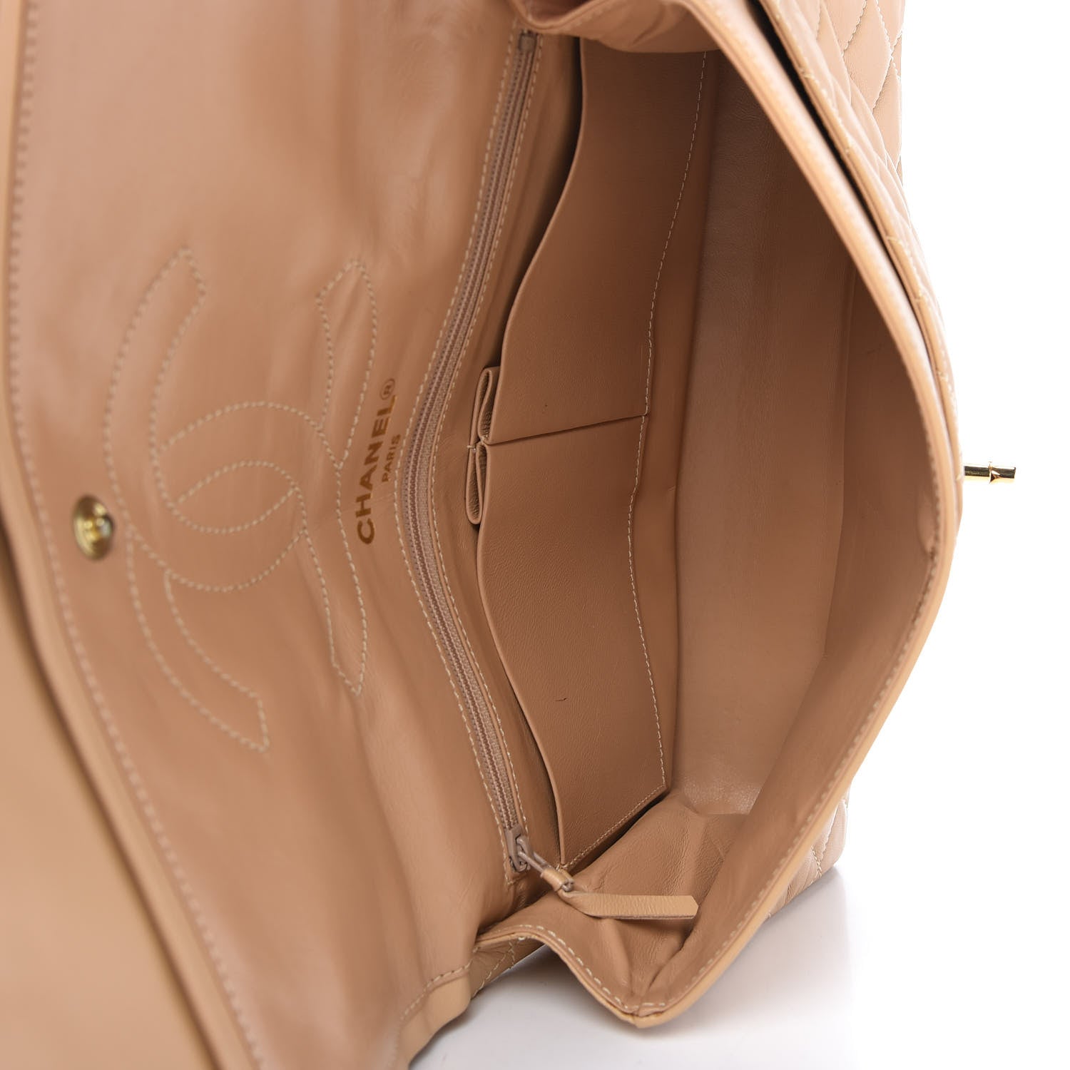 Chanel Lambskin Quilted Medium Double Flap Beige 6 of 12