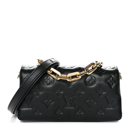 Louis Vuitton Lambskin Embossed Monogram Pochette Coussin Crossbody Black 1 of 9