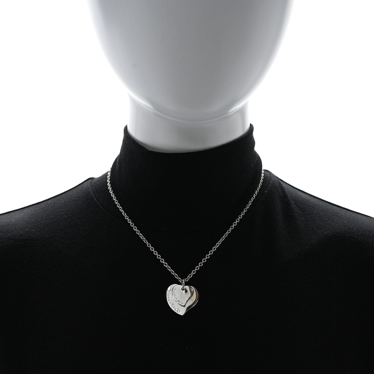 Tiffany Sterling Silver Double Heart Pendant Necklace 2 of 4