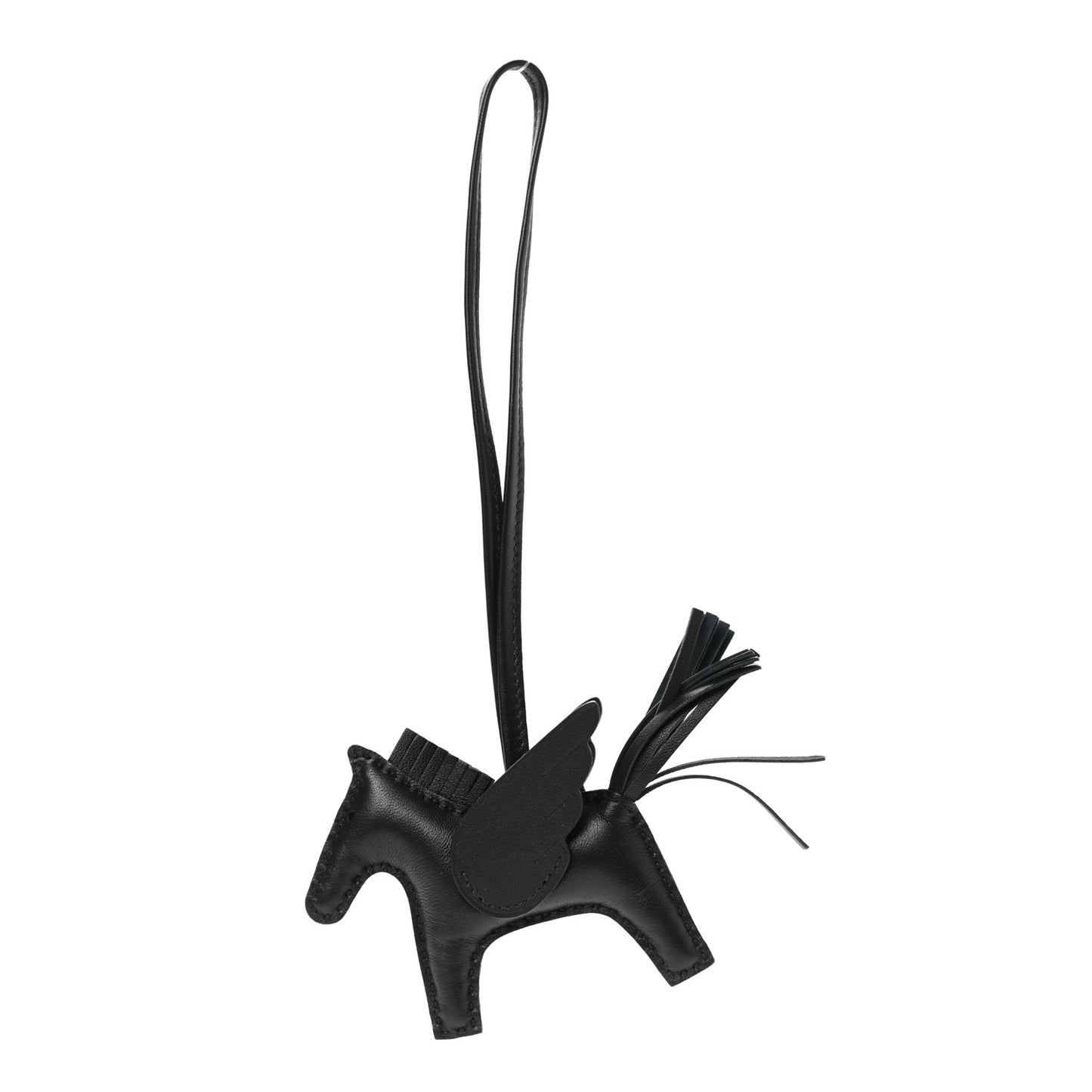 Milo Lambskin Grigri Rodeo Pegase Horse Bag Charm PM So Black