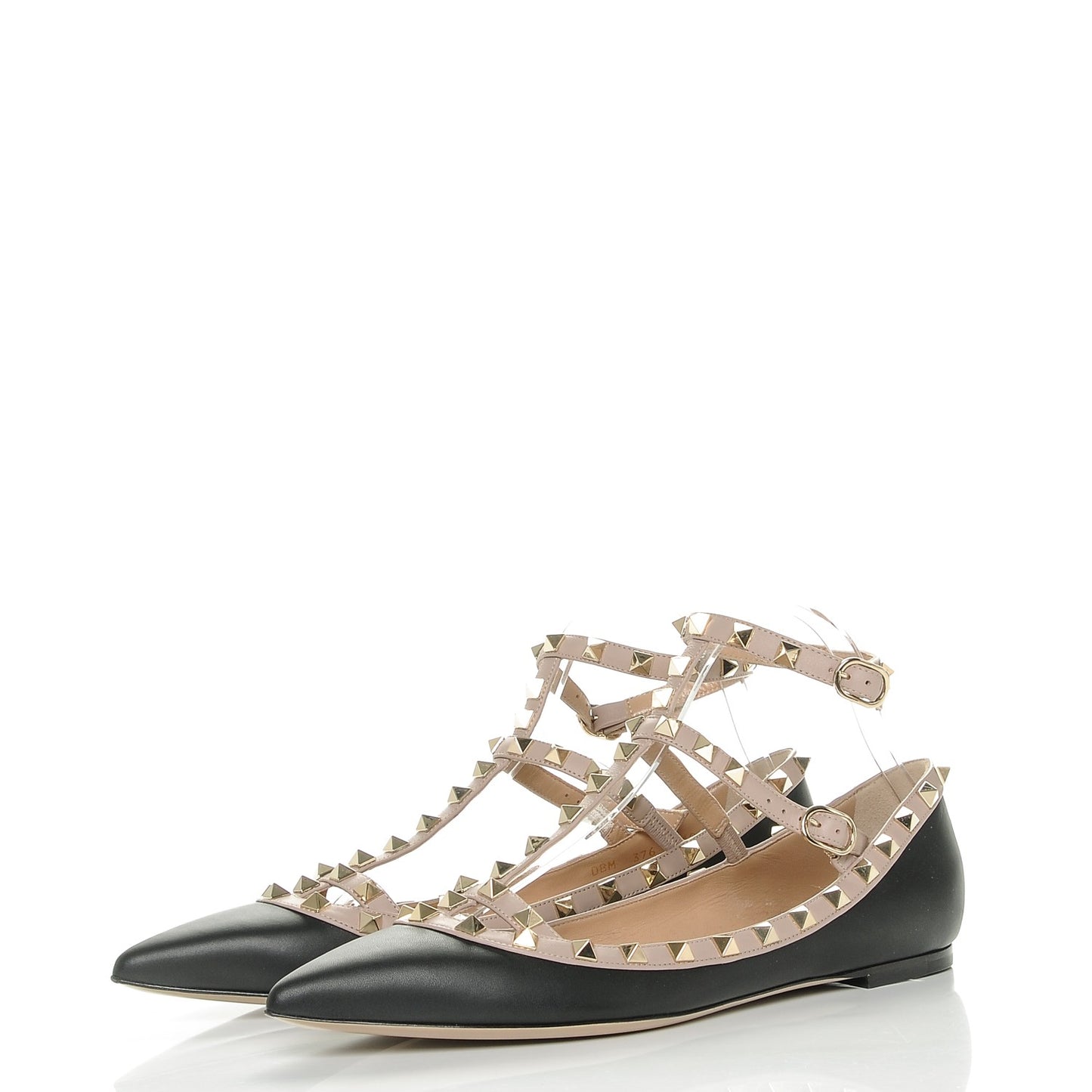 Nappa Rockstud Cage Ballerina Flats 40 Black Poudre