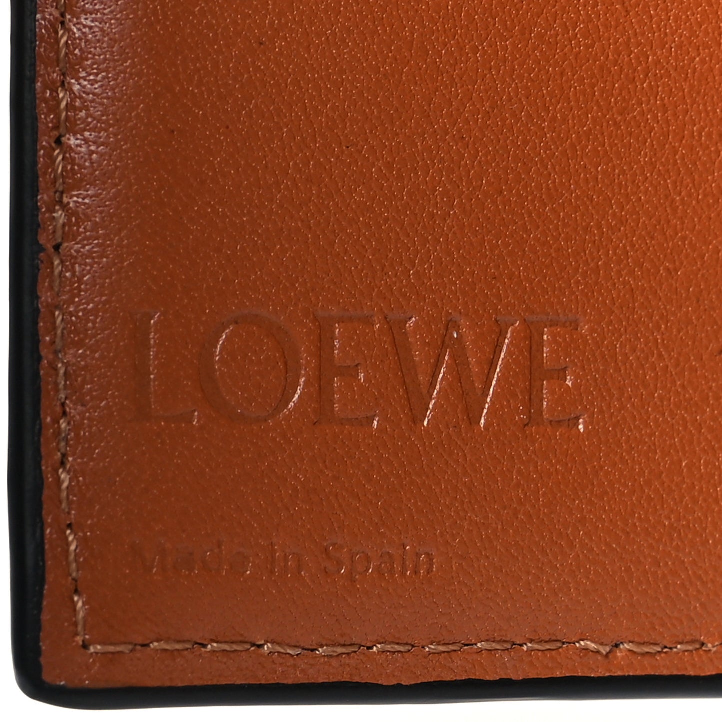 Grained Calfskin Anagram Trifold Wallet Tan