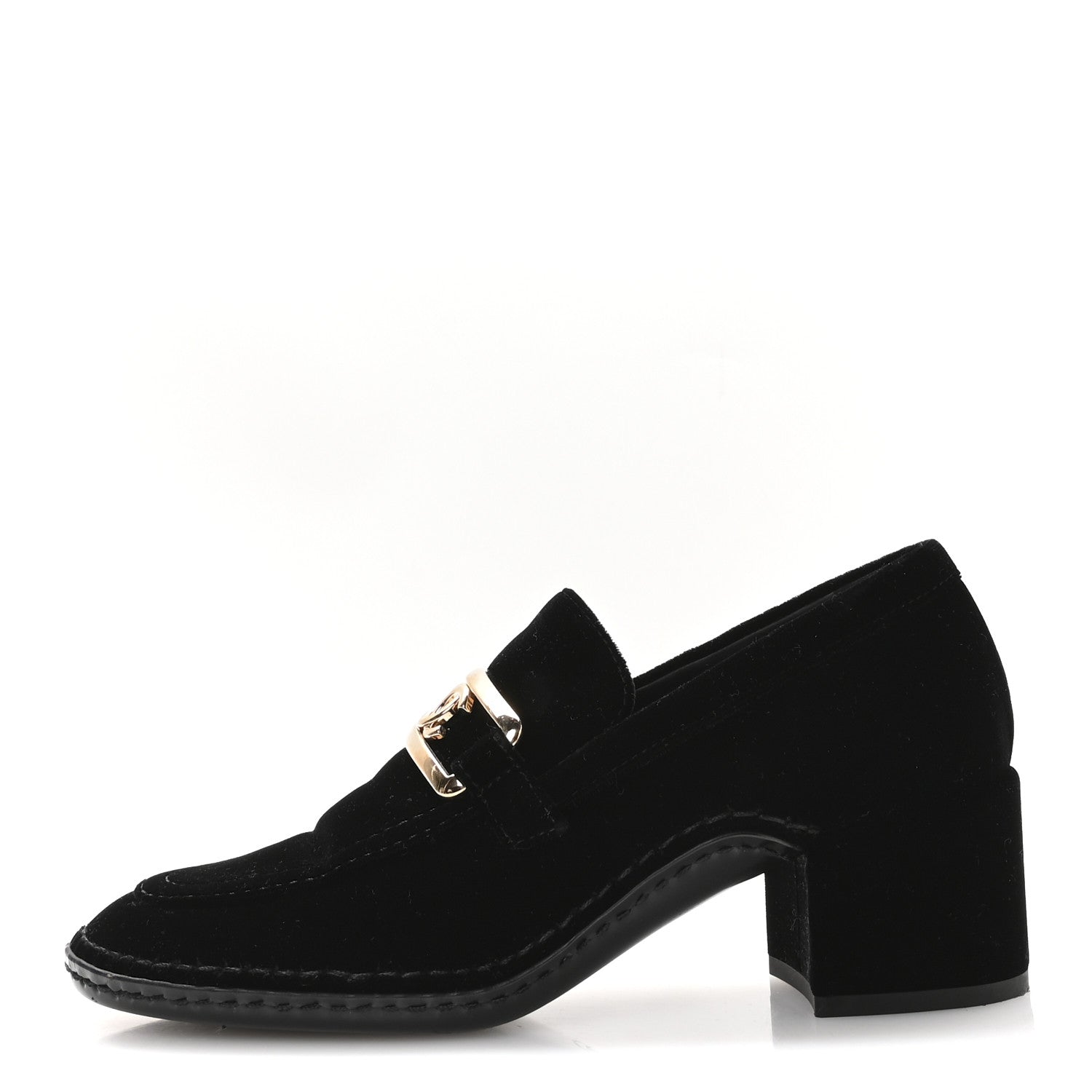 Chanel Shiny Calfskin Logo Loafers 38 Black 1 of 9