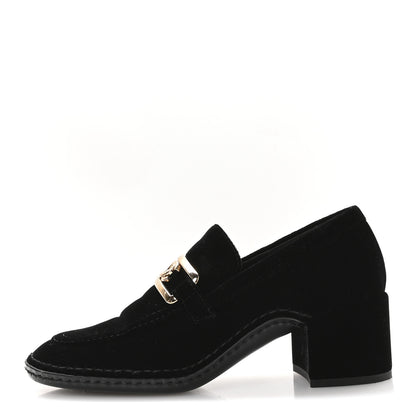 Chanel Shiny Calfskin Logo Loafers 38 Black 1 of 9