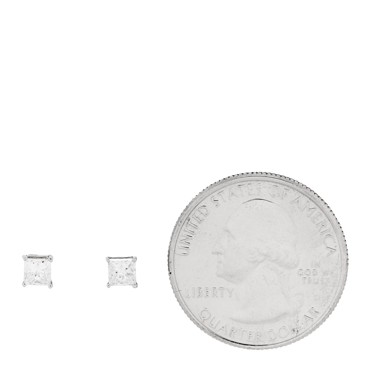Platinum Diamond .60ct Square Cut Solitaire Earrings