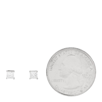 Parker & West by FASHIONPHILE Platinum Diamond .60ct Square Cut Solitaire Earrings 2 of 5
