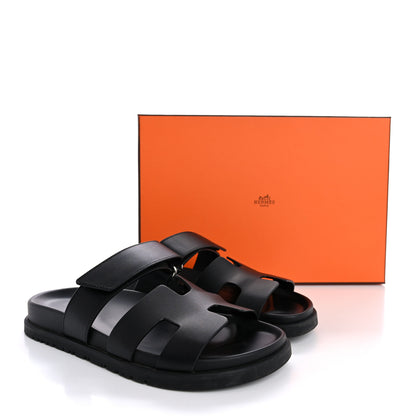 Hermes Calfskin Womens Chypre Sandals 36.5 Black 12 of 12