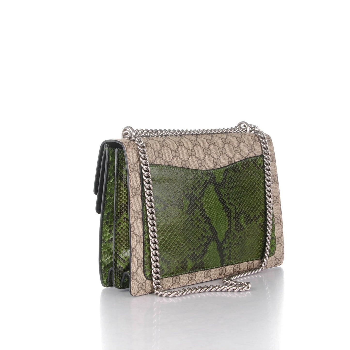 GG Supreme Monogram Python Medium Dionysus Shoulder Bag Green