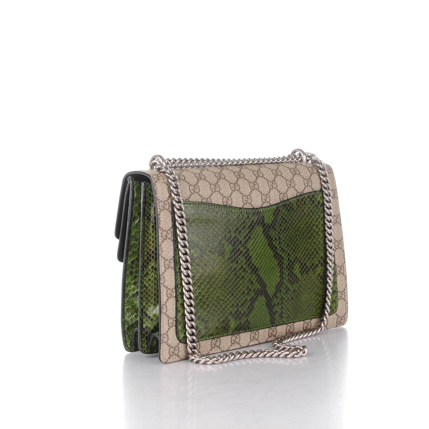 Gucci GG Supreme Monogram Python Medium Dionysus Shoulder Bag Green 3 of 7