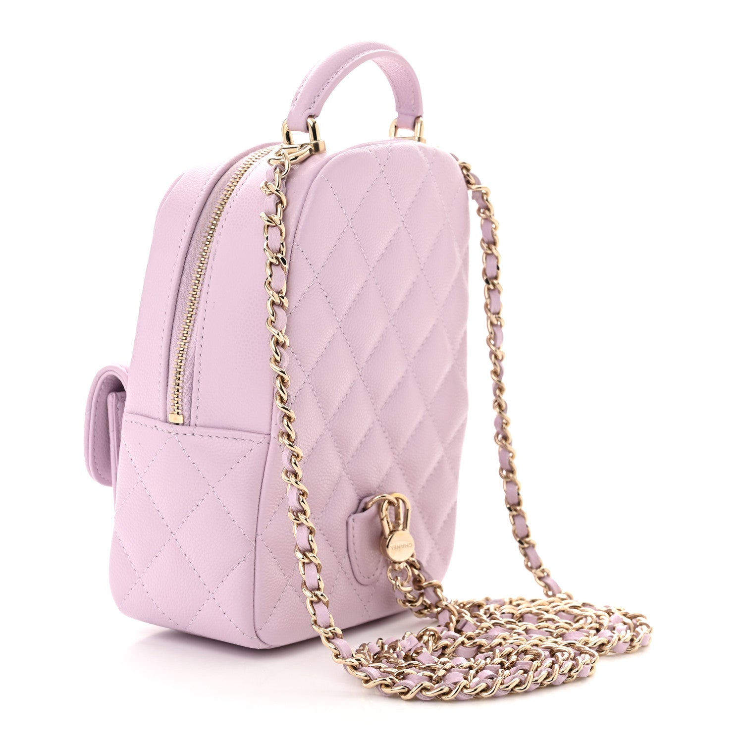 Chanel Caviar Quilted CC Mini Classic Backpack Light Purple 3 of 12