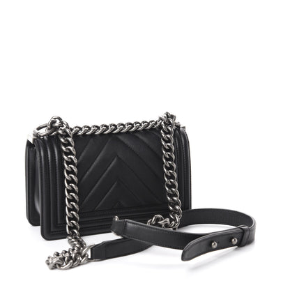 Chanel Calfskin Chevron Quilted Small Boy Flap Black 3 of 12