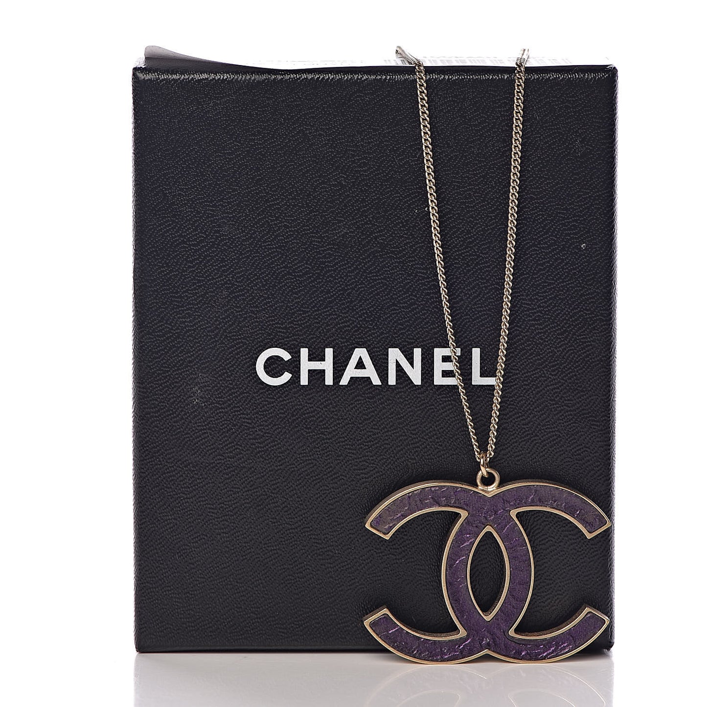 Large CC Pendant Necklace Purple Gold