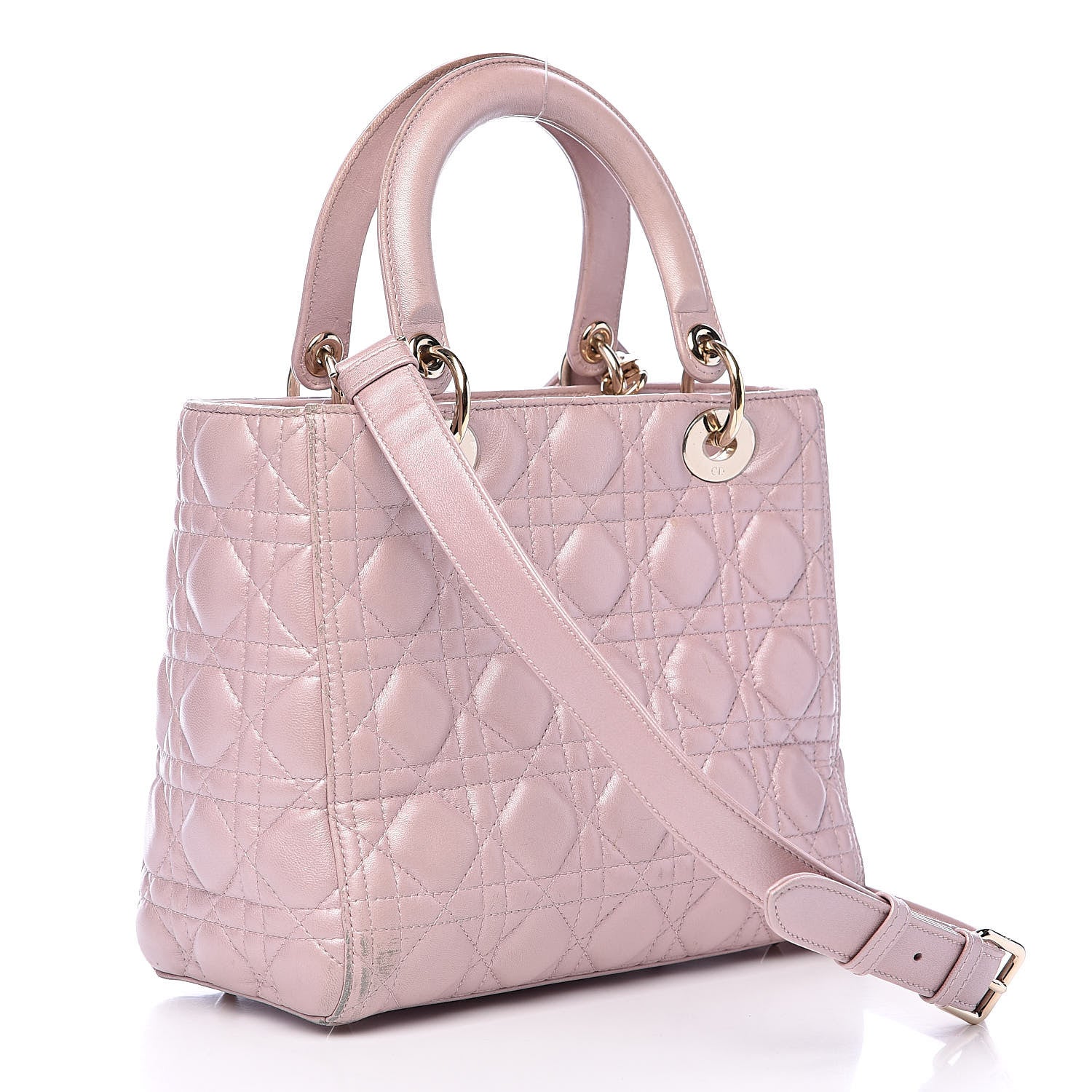 Christian Dior Pearly Lambskin Cannage Medium Lady Dior Lotus 3 of 20