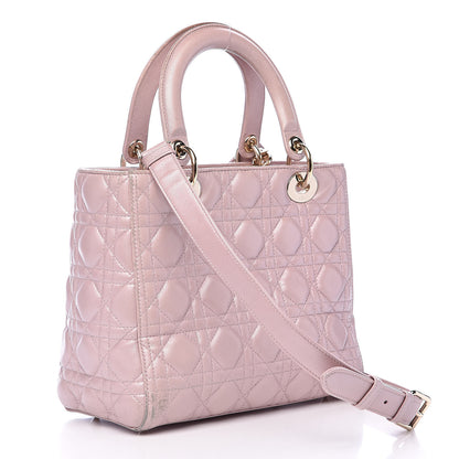 Christian Dior Pearly Lambskin Cannage Medium Lady Dior Lotus 3 of 20