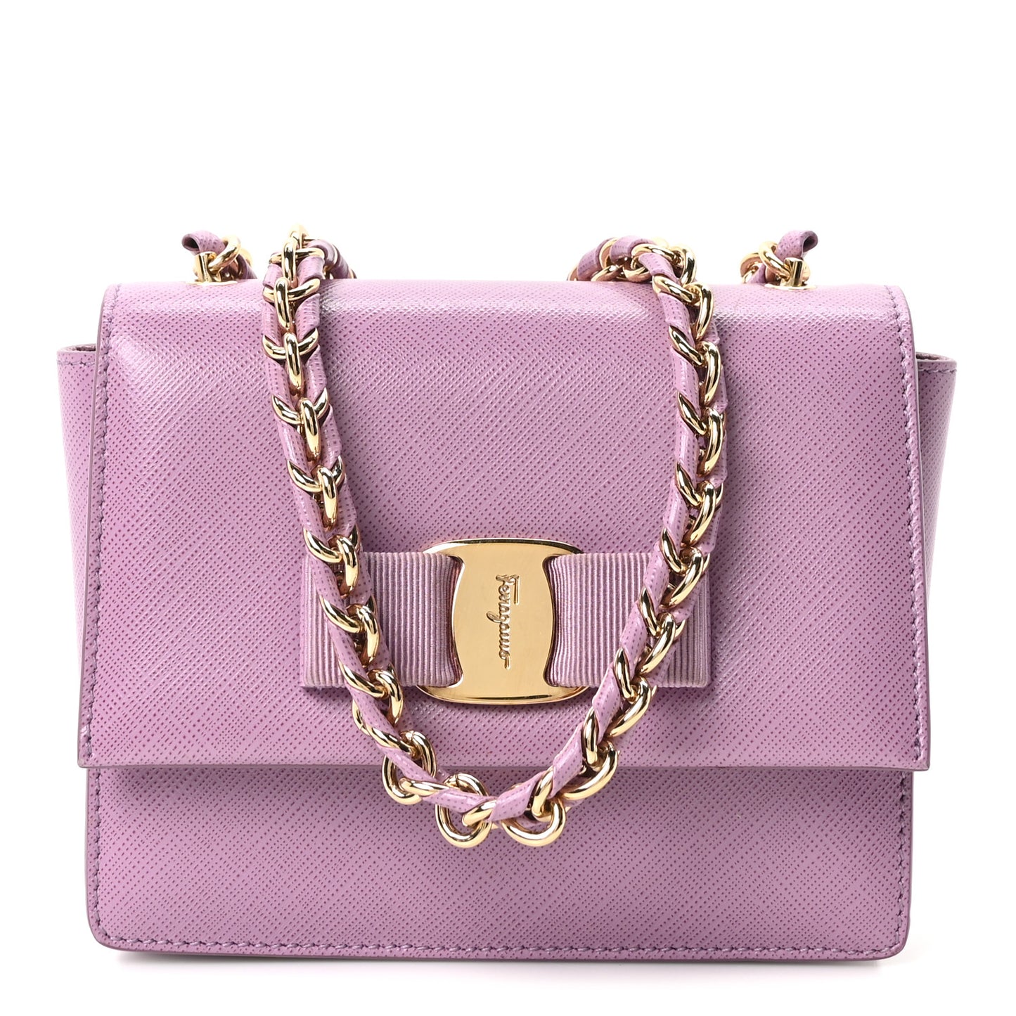Printed Calfskin Ginny Crossbody Bag Purple